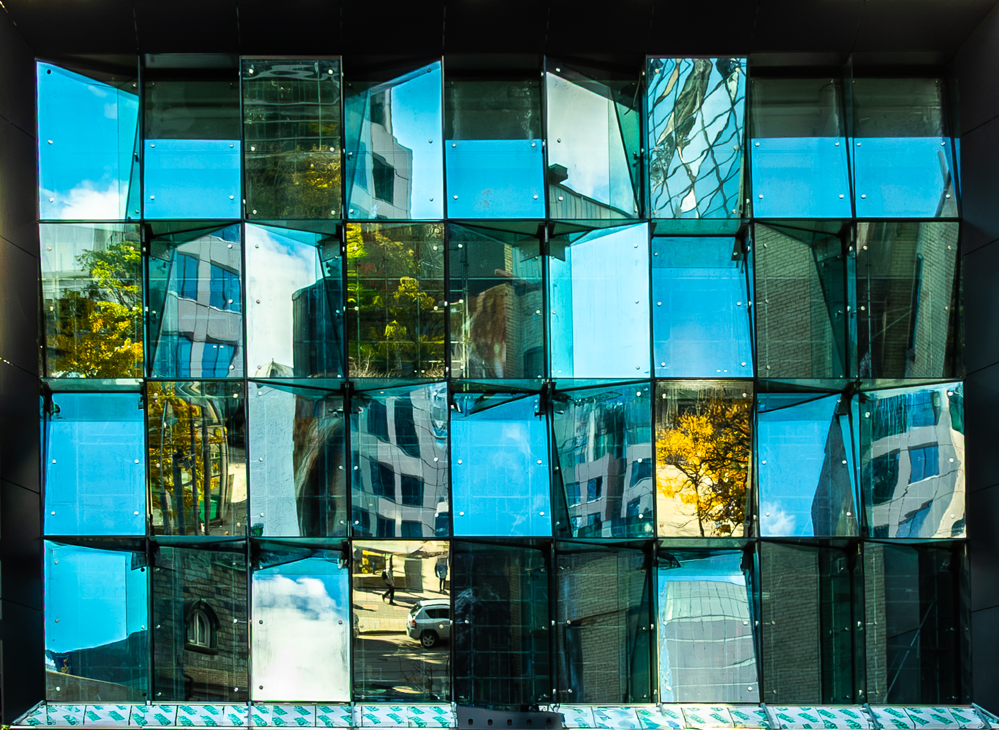 Reflective glass building facade